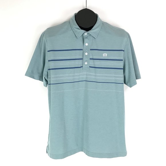 Travis Mathew Other - Travis Mathew Short Sleeve Polo Shirt Men's Large Blue Cotton Blend Striped